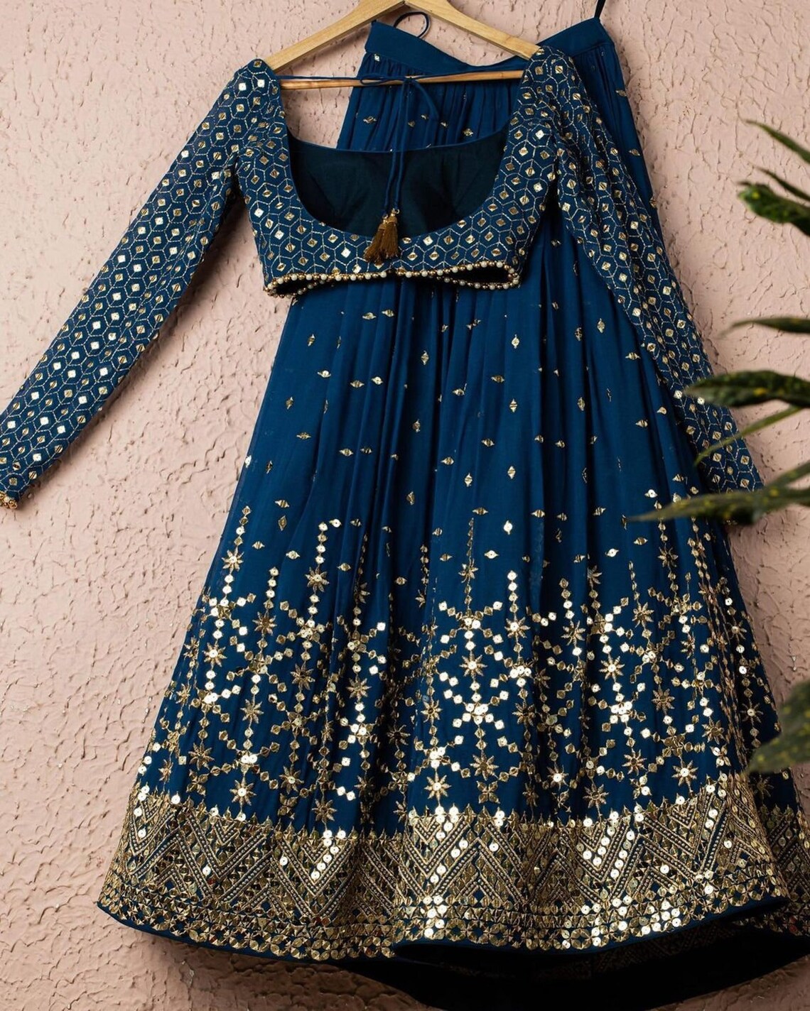 Teal Poly Georgette Embroidered Party Wear Lehenga Choli