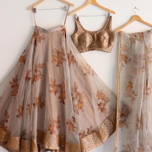 Floral Organza Lehenga with Silk Choli: Indian Wedding Guest Dress Outfits 2