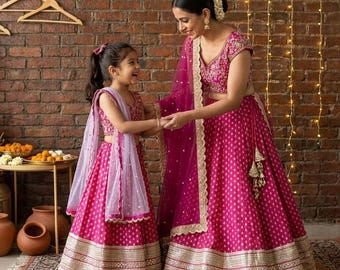 Indian Wedding Outfit Traditional Ready to Wear Mommy and Daughter Twinning Outfits