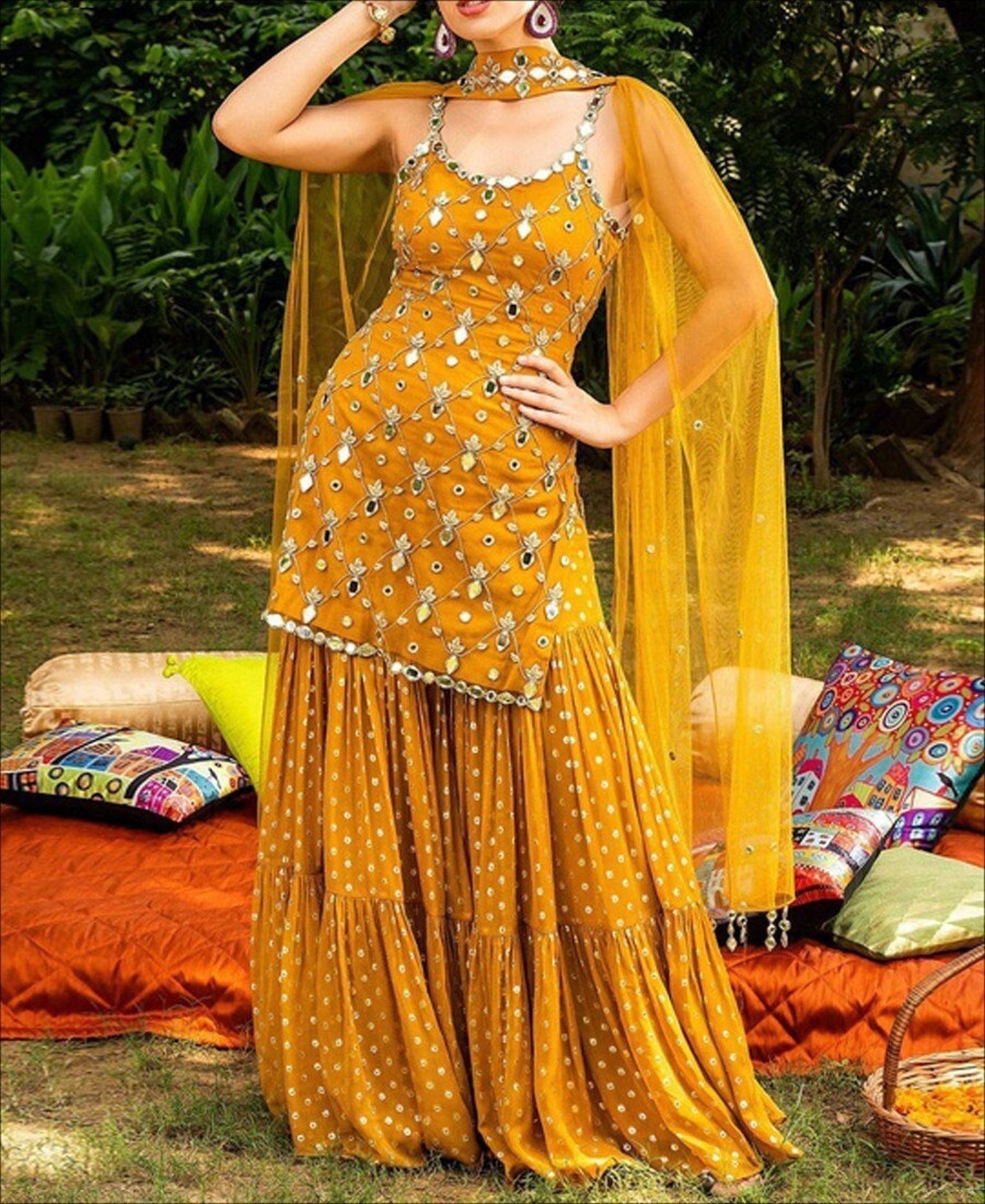 Yellow Color Sleeveless Sharara Suit Indian Pakistani Sharara - Etsy Yellow Color Sleeveless Sharara Suit Indian Pakistani Sharara - Etsy