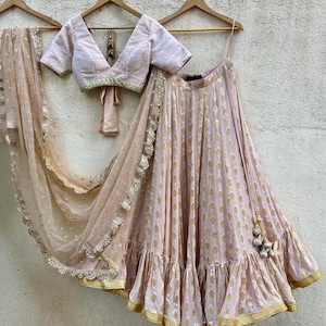 Handmade Ruffle Lehenga Choli: Indian Wedding Bridesmaid Outfit