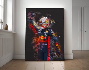 Pôster digital de Max Verstappen - Arte para imprimir da Fórmula 1 - Decoração de corrida de F1 - JPG de alta resolução (300 DPI) - Download instantâneo - Presente do campeão mundial de F1