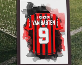 Marco van Basten Digital Poster - AC Milan Legend Wall Art - Football Print - Retro Serie A Decor - High Res 300 DPI JPG - Instant Download