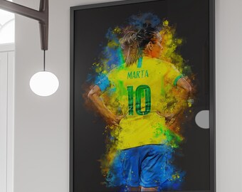 Martha Digital Poster - Martha Brazil Woman Football Print Instant Download - Football Wall Decor - Printable Football Poster