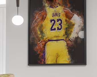 LeBron James Digital Poster - The King Basketball Wall Art - NBA Printable - Los Angeles Lakers Decor - High Res 300 DPI - Instant Download