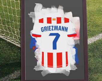 Antoine Griezmann Digital Poster - AC Milan Legend Wall Art - Football Print - Retro La Liga Decor - High Res 300 DPI JPG - Instant Download