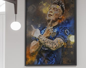 Martinez Digital Poster - Martinez Inter Milan Print Instant Download - Football Wall Decor - Printable Football Poster - Res 300 DPI JPG