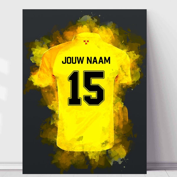 NAC voetbal poster | Thuis | Donkergrijze achtergrond | Gepersonaliseerde poster met eigen naam & rugnummer