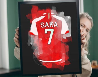 Saka Digital Poster - Arsenal Legend Wall Art - Football Print Instant Download - High Res 300 DPI JPG - Instant Download