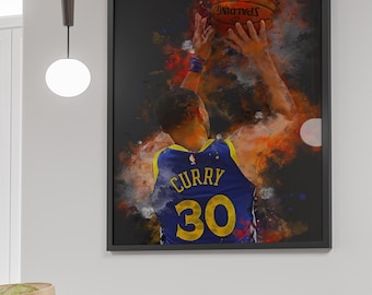 Stephen Curry Digital Poster - Golden State Warriors Wall Art - Curry Print - NBA Basketball Decor - High Res 300 DPI JPG - Instant Download