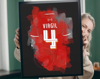 Virgil van Dijk Digital Poster - Liverpool Legend Wall Art - Football Print Instant Download - High Res 300 DPI JPG - Instant Download