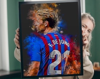 Frenkie De Jong Digital Poster - Frenkie Barca Print Download - Football Wall Decor - Printable Football Poster - High Res 300 DPI JPG