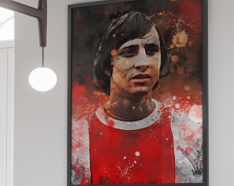 Johan Cruijff Digital Poster - Cruijff Ajax Print Download - Football Wall Decor - Printable Football Poster - High Res 300 DPI JPG