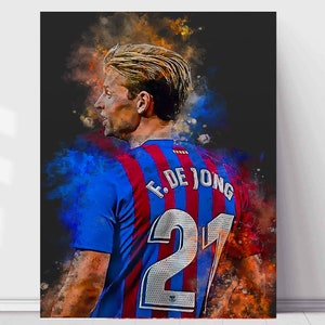Frenkie de Jong voetbalposter - Ideaal als cadeau en geschikt voor alle binnenruimtes - Beschikbaar als losse poster en ingelijste poster