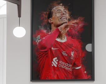 Virgil van Dijk Digital Poster - Virgil Liverpool Print Download - Football Wall Decor - Printable Football Poster - High Res 300 DPI JPG