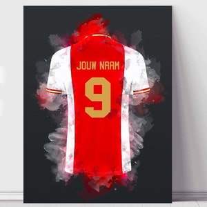 Ajax voetbal poster Ajax shirt wallpaper Unieke art print van het shirt met personalisatie van naam en rugnummer afbeelding 4