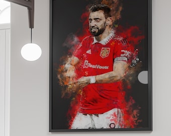Bruno Fernandes Digital Poster - Fernandes Man U Print Download - Football Wall Decor - Printable Football Poster - High Res 300 DPI JPG