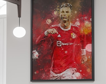 C Ronaldo Digital Poster - Ronaldo Man U Print Instant Download - Football Wall Decor - Printable Football Poster - High Res 300 DPI JPG