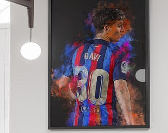 Gavi Digital Poster - Gavi Barca Print Instant Download - Football Wall Decor - Printable Football Poster - High Res 300 DPI JPG