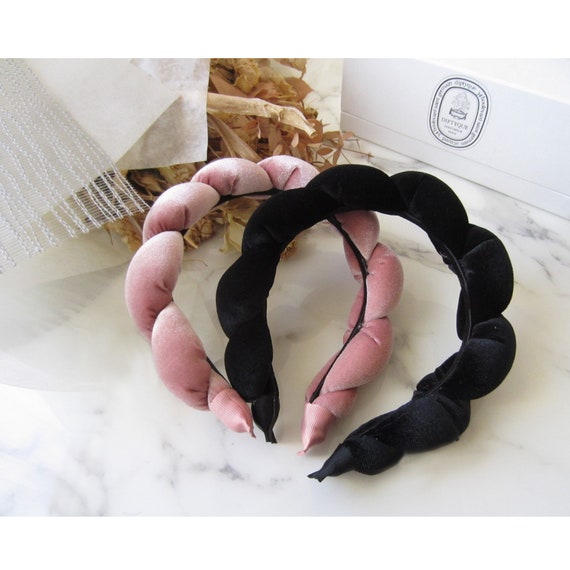 Pink & Black Velvet Volume Statement Headband, for Women  display picture 2