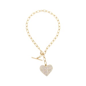 Crystal Heart Pendant Chain Necklace, Women Fashion Heart Accessories