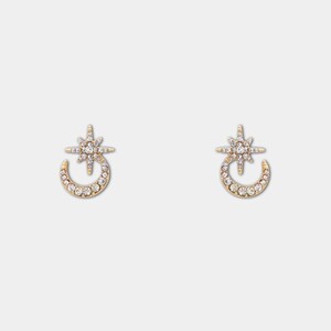 Strass Halbmond und Stern Ohrstecker, tägliches Modeaccessoires