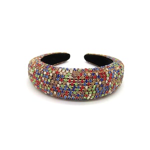Rainbow Multi Stone Statement Party Headband For Women's Unique Spring Fashion Accessories