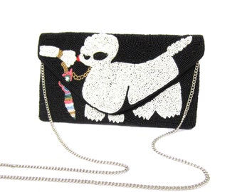 Perline Puppy Party dog Lover Clutch per accessori di moda da sera unici da donna