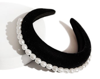 Pearl Velvet Padded Headband: Women's Fashion Hair Accessory