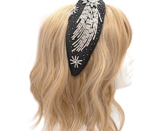 Bandeau noir en perles d'étoiles filantes scintillantes, accessoires pour cheveux uniques à la mode pour femmes, bandeau unique