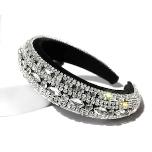 Rhinestone Sparkly Crystal Padded Headband, Shiny Cubic Zirconia Party Padded Headband, Women Fashion Hair Accessories