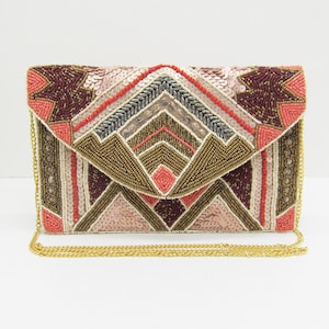 Pochette in stile Art Déco con perline fatta a mano, borsa da sera, accessorio per le feste