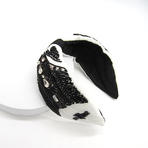 Black&White Embellished Statement Headband