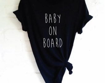 T-Shirt Pregnancy Announcement T-Shirt Baby on Board Mum To Be Tees Baby Reveal Women New