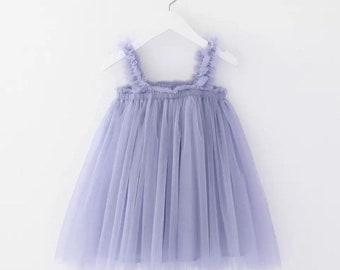 Cute Sleeveless Strap Tulle Baby Girl Dress First Birthday Girl Party Princess Dress Toddler Girl Clothes 9months - 6 years old