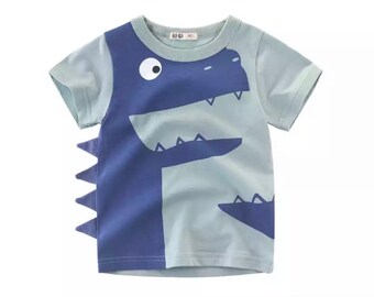 Boys Dino Cartoon T-shirts Kids Dinosaur Print T Shirt For Boys Short Sleeve T-shirt