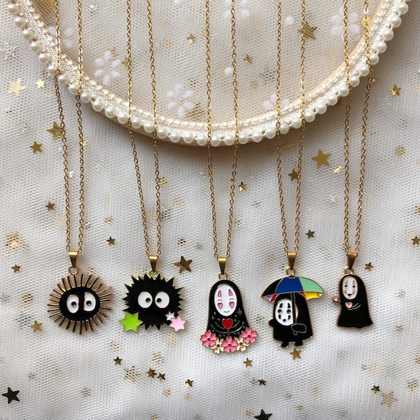 Soot Sprite Necklace | Anime Necklace | Kawaii Necklace | Enamel Necklace | Cartoon | Hypoallergenic