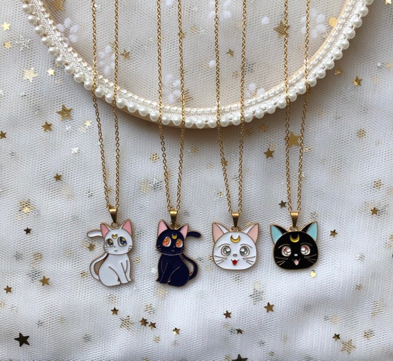 Cat Necklace Anime Necklace Kawaii Necklace Moon | Etsy