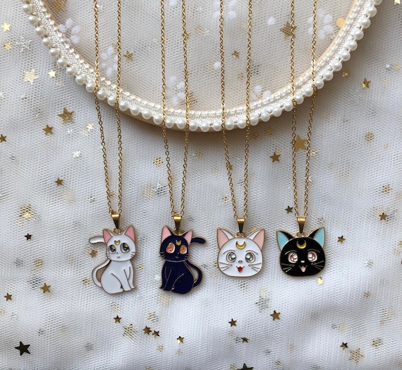 Cat Necklace Anime Necklace Kawaii Necklace Moon Etsy