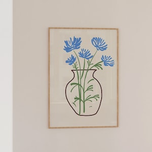 Minimales Blumenstillleben Poster | Physischer Druck | Blau |