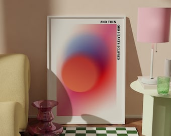 Hearts Eclipsed Aura Poster | Physical Print | Spiritual | Grain | Gradient | Trendy | Aesthetic