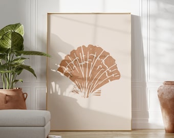 Scallop Seashell Poster | Physical Print | Aesthetic | Beach Boho | Wall Art | Beach Girl