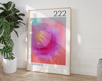 Alignment Aura Poster | Physical Print | 222 | Spiritual | Angel Number | Grain | Gradient | Trendy | Aesthetic