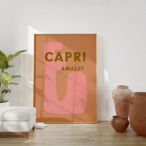 Capri Amalfi Graphic Poster | Pastel Boho | Physical Print | Eclectic Boho | Beach Boho | Wall Art