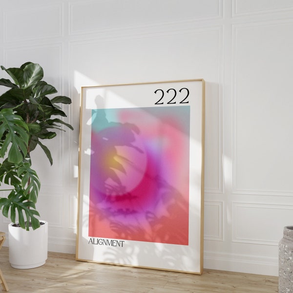 Alignment Aura Poster | Physical Print | 222 | Spiritual | Angel Number | Grain | Gradient | Trendy | Aesthetic