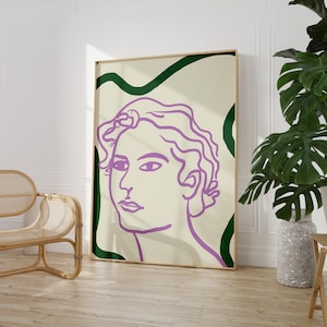 Abstract Ancient Greek Statue Poster | Physical Print | Purple and Green