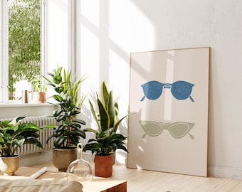 Sunglasses Poster | Physical Print | Aesthetic | Beach Boho | Wall Art | Beach Girl