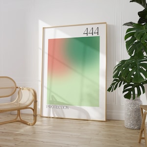 Schutz-Aura-Poster | Physischer Druck | 444 | Spirituell | Engelszahl | Getreide | Farbverlauf | Trendig | Ästhetisch