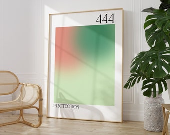 Protection Aura Poster | Physical Print | 444 | Spiritual | Angel Number | Grain | Gradient | Trendy | Aesthetic