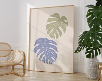 Monstera Leaf Poster | Physical Print | Aesthetic | Beach Boho | Wall Art | Beach Girl